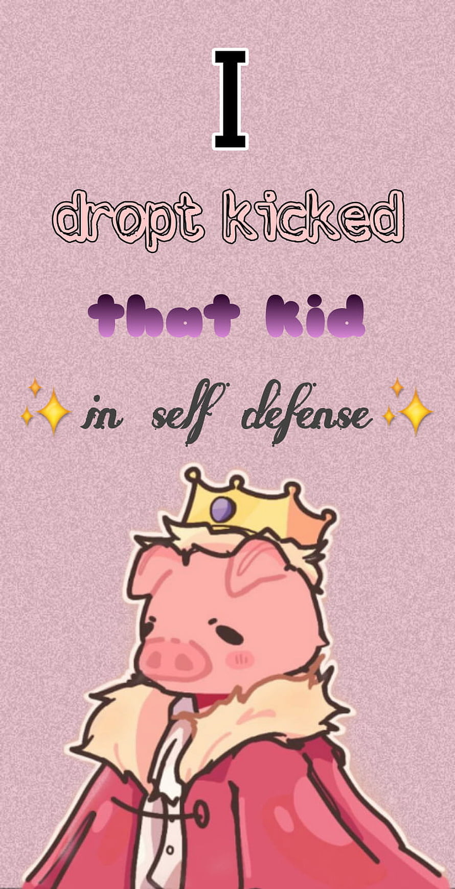 Technoblade Crowned Pig Character in Red Coat with Self Defense Text Overlay HD phone wallpaper