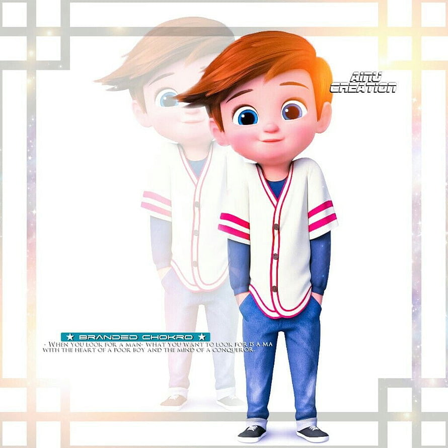 Cute 3D cartoon boy in white and pink varsity jacket with blue jeans and sneakers HD phone wallpaper