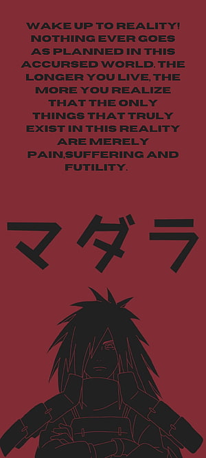 Madara Uchiha Anime Quote Wallpaper with Dark Red Background and Japanese Text HD phone wallpaper