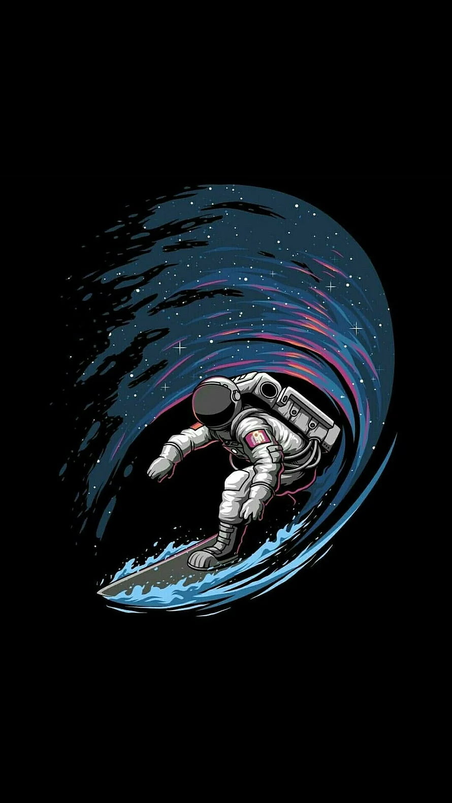 Astronaut Surfing a Cosmic Wave in Deep Space Digital Illustration HD phone wallpaper