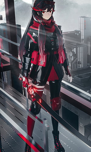 Seymour from Punishing Gray Raven in Tactical Combat Gear on a Futuristic Rooftop HD phone wallpaper