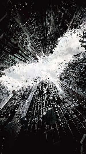 The Dark Knight Rises Urban Destruction and Debris Explosion Scene HD phone wallpaper