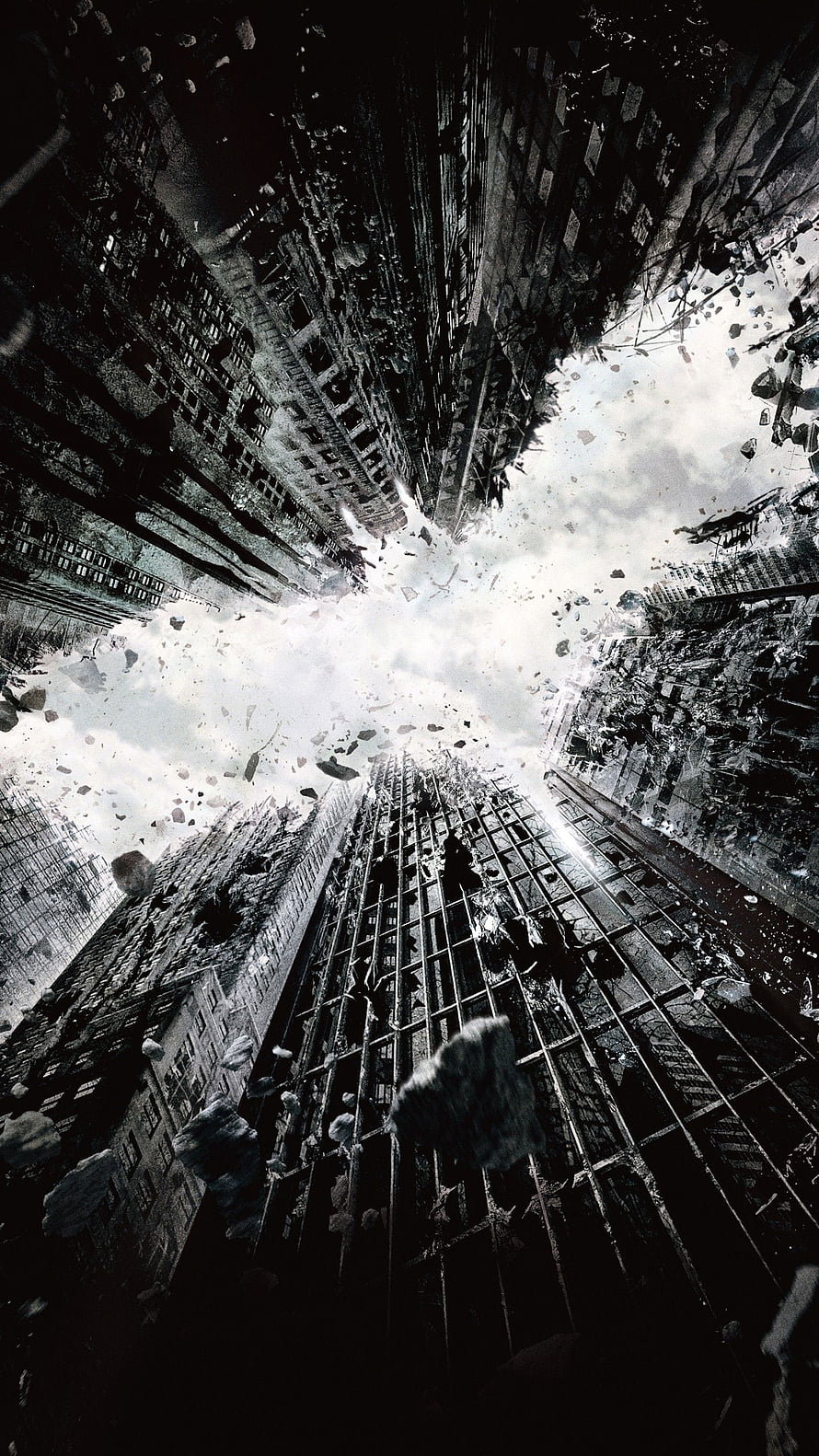 The Dark Knight Rises Urban Destruction and Debris Explosion Scene HD phone wallpaper