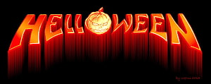 Helloween Band Logo with Glowing Pumpkin and Fiery Red Typography on Black Background HD wallpaper