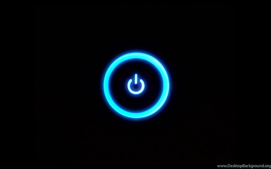 Glowing Blue Neon Power Button Icon on Black Background HD wallpaper