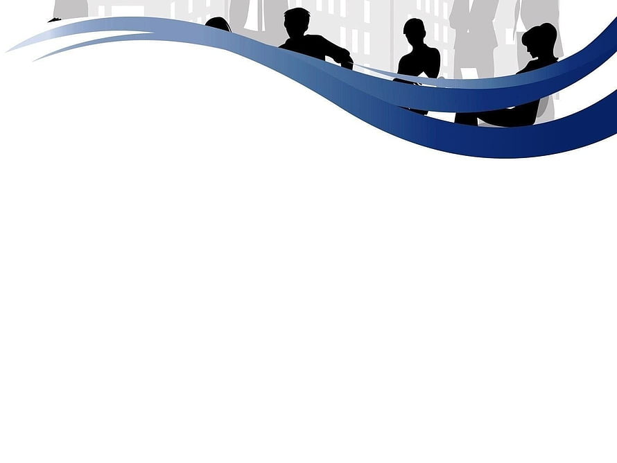 Minimalist Corporate Team Silhouette Design with Blue Ribbon Accent HD wallpaper