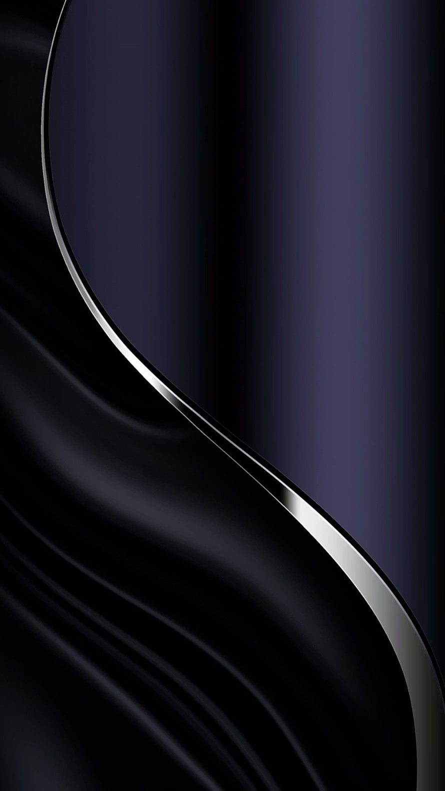 Elegant Dark Abstract Wallpaper with Flowing Black Silk and Silver Accent HD phone wallpaper