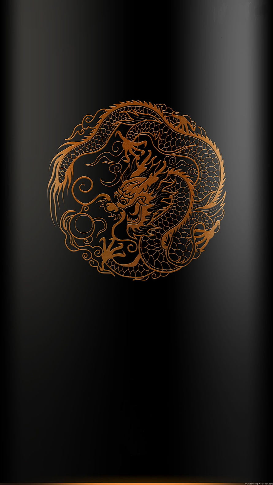 Intricate Golden Chinese Dragon Emblem on Dark Minimalist Background HD phone wallpaper