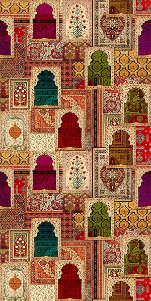 Mughal Empire Mosaic Pattern with Intricate Floral Motifs and Archway Designs HD phone wallpaper