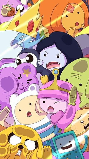 Adventure Time Character Group Portrait with Finn, Jake, and Princess Bubblegum HD phone wallpaper