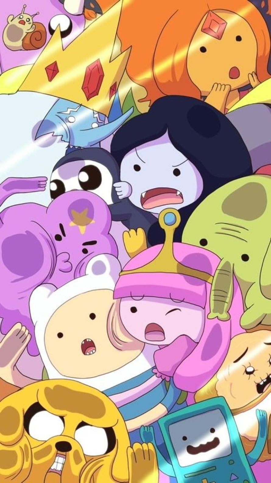 Adventure Time Character Group Portrait with Finn, Jake, and Princess Bubblegum HD phone wallpaper