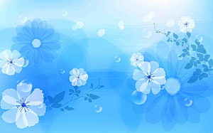 Soft Blue Floral Background with White Blossoms and Delicate Vines HD wallpaper