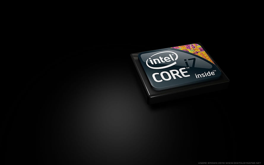 Intel Core i7 Processor Chip on Black Background HD wallpaper