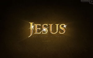 Jesus Name Above All Names Golden Typography with Starburst Light Effects on Dark Background HD wallpaper
