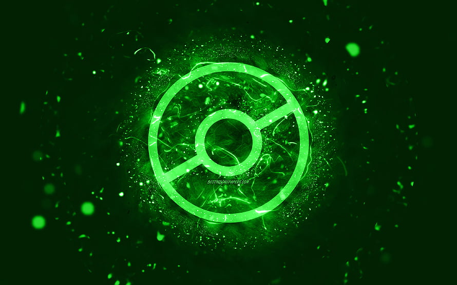 Glowing Green Pokemon Go Logo with Neon Particle Effects on Dark Background HD wallpaper