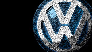 Volkswagen Emblem With Blue and White Grunge Texture on Black Background HD wallpaper