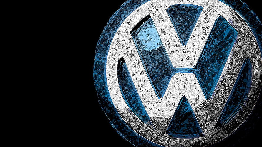 Volkswagen Emblem With Blue and White Grunge Texture on Black Background HD wallpaper