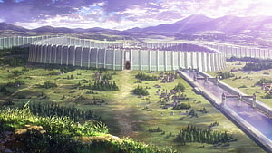 Attack on Titan Season 2 Wall Maria Scenery and Village Landscape HD wallpaper