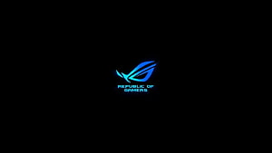 Glowing Blue ASUS ROG Republic of Gamers Logo on Black Background HD wallpaper