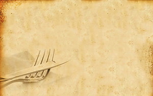 Vintage Restaurant Table Setting with Fork and Knife on Aged Paper Texture HD wallpaper