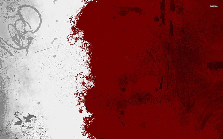 Grunge Red and White Abstract Background with Ornate Floral Border HD wallpaper