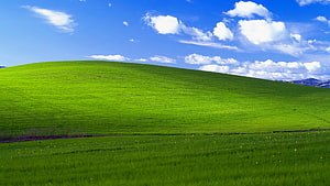 Windows XP Bliss Desktop Wallpaper Featuring Rolling Green Hills and Blue Sky HD wallpaper