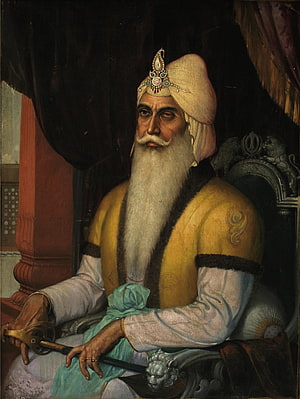 Maharaja Ranjit Singh Portrait in Traditional Turban and Regal Attire HD phone wallpaper