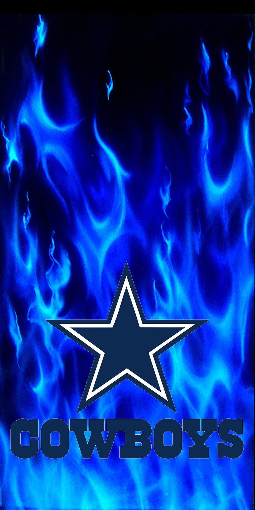 Dallas Cowboys Star Logo Set Against Vibrant Blue Flames HD phone wallpaper