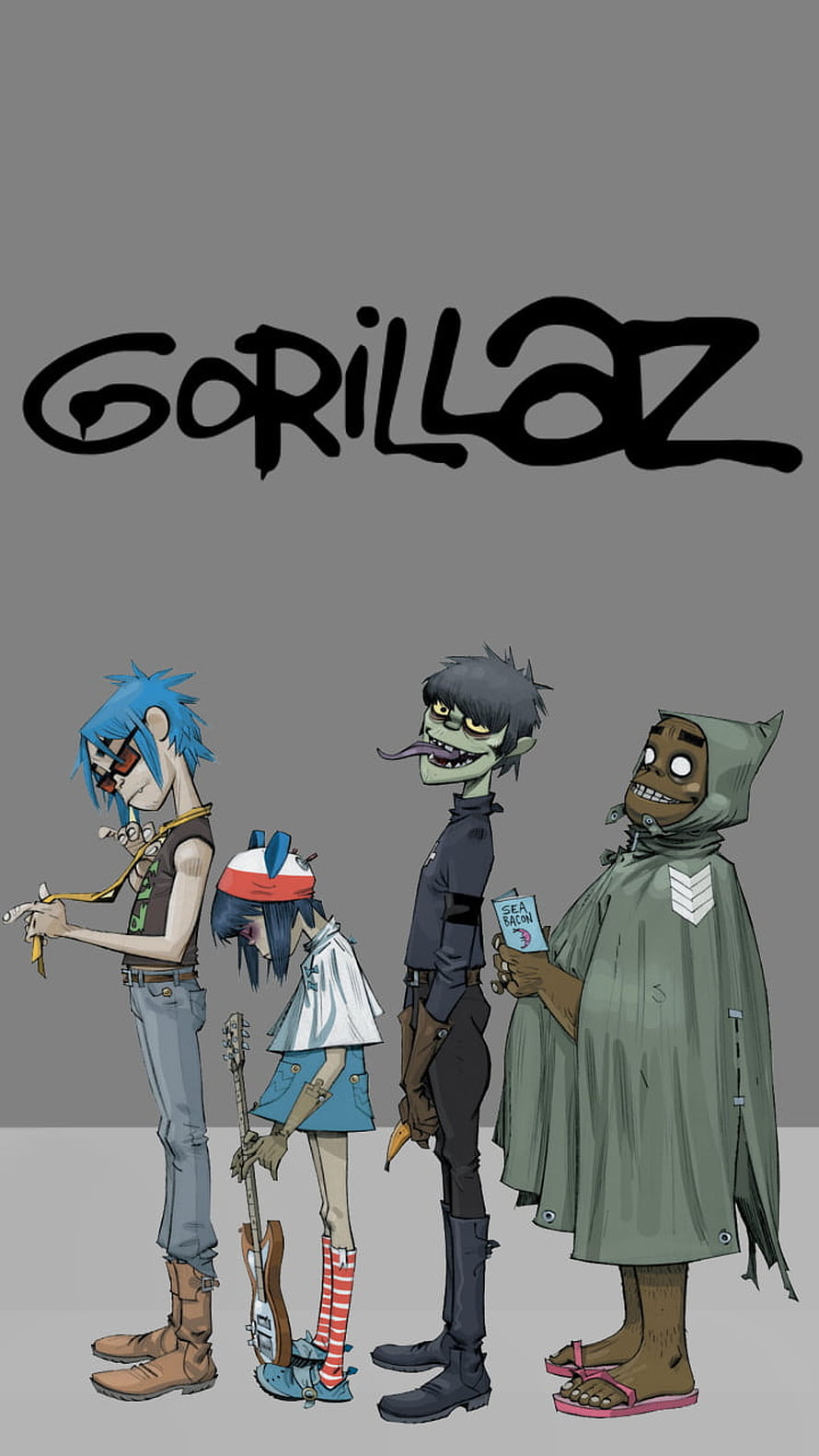 Gorillaz Band Members Standing Together in Stylized Illustration HD phone wallpaper