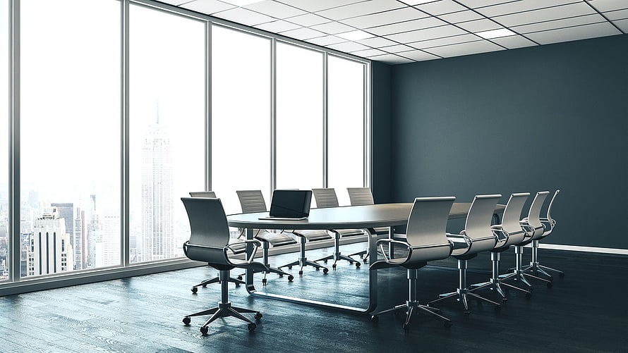 Modern Executive Conference Room With Floor To Ceiling Windows And City View HD wallpaper