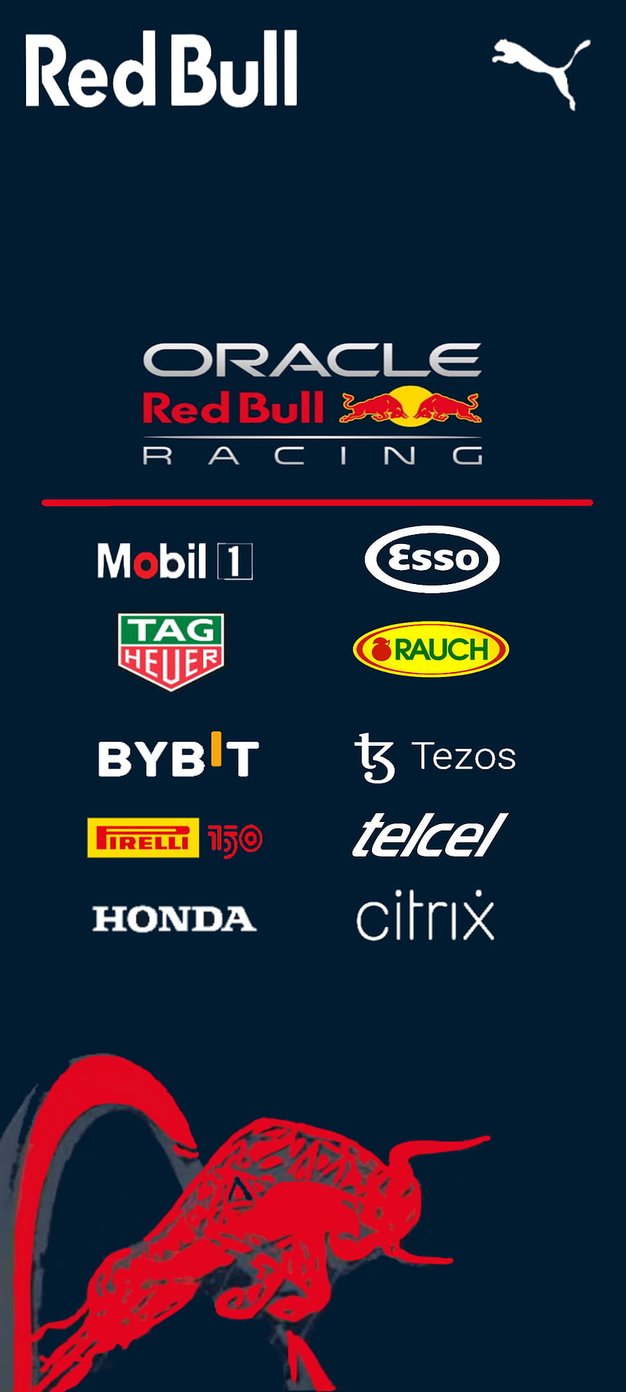 Oracle Red Bull Racing Formula 1 Team Sponsor Logos and Branding HD phone wallpaper