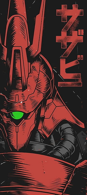 Sazabi Neo Zeong Mobile Suit Red Anime Illustration with Green Eye HD phone wallpaper