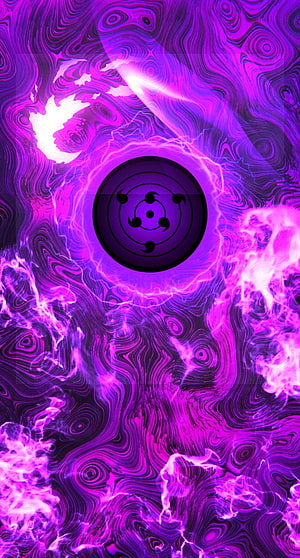 Rinnegan Eye Symbol With Purple Chakra Energy Swirls HD phone wallpaper
