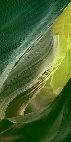 Abstract Flowing Green and Yellow Silk Waves Digital Art Background HD phone wallpaper