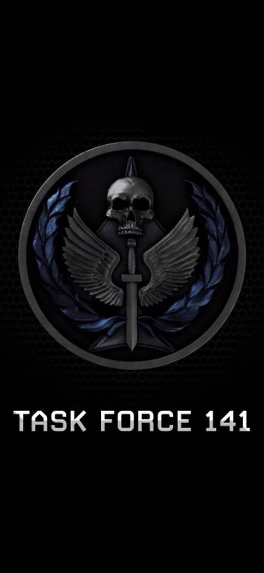 Task Force 141 Emblem with Skull and Wings on Dark Background HD phone wallpaper