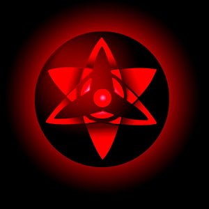 Sasuke Uchiha Eternal Mangekyou Sharingan Red Eye Symbol on Black Background HD phone wallpaper