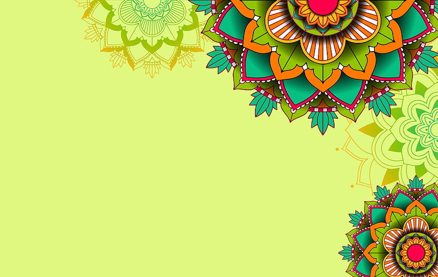 Vibrant Green Mandala Floral Pattern with Corner Decorations HD wallpaper