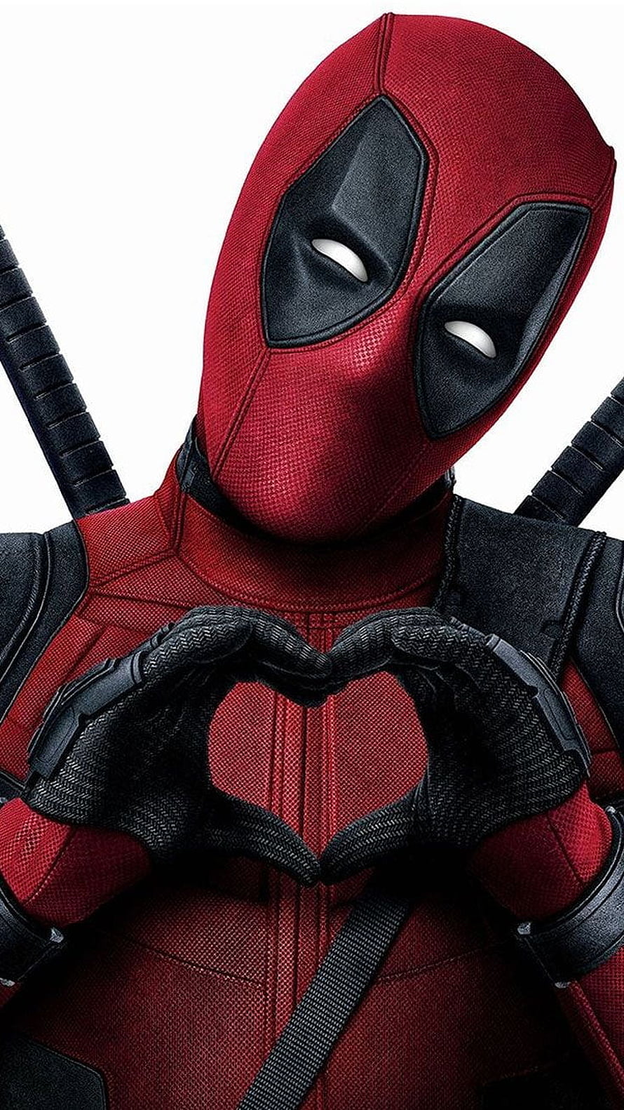 Deadpool Making a Heart Shape with Gloves in Red and Black Suit HD phone wallpaper