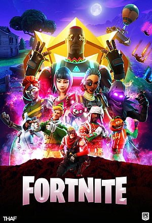 Fortnite Season Poster Featuring Iconic Skins and Characters Against a Vibrant Cosmic Background HD phone wallpaper