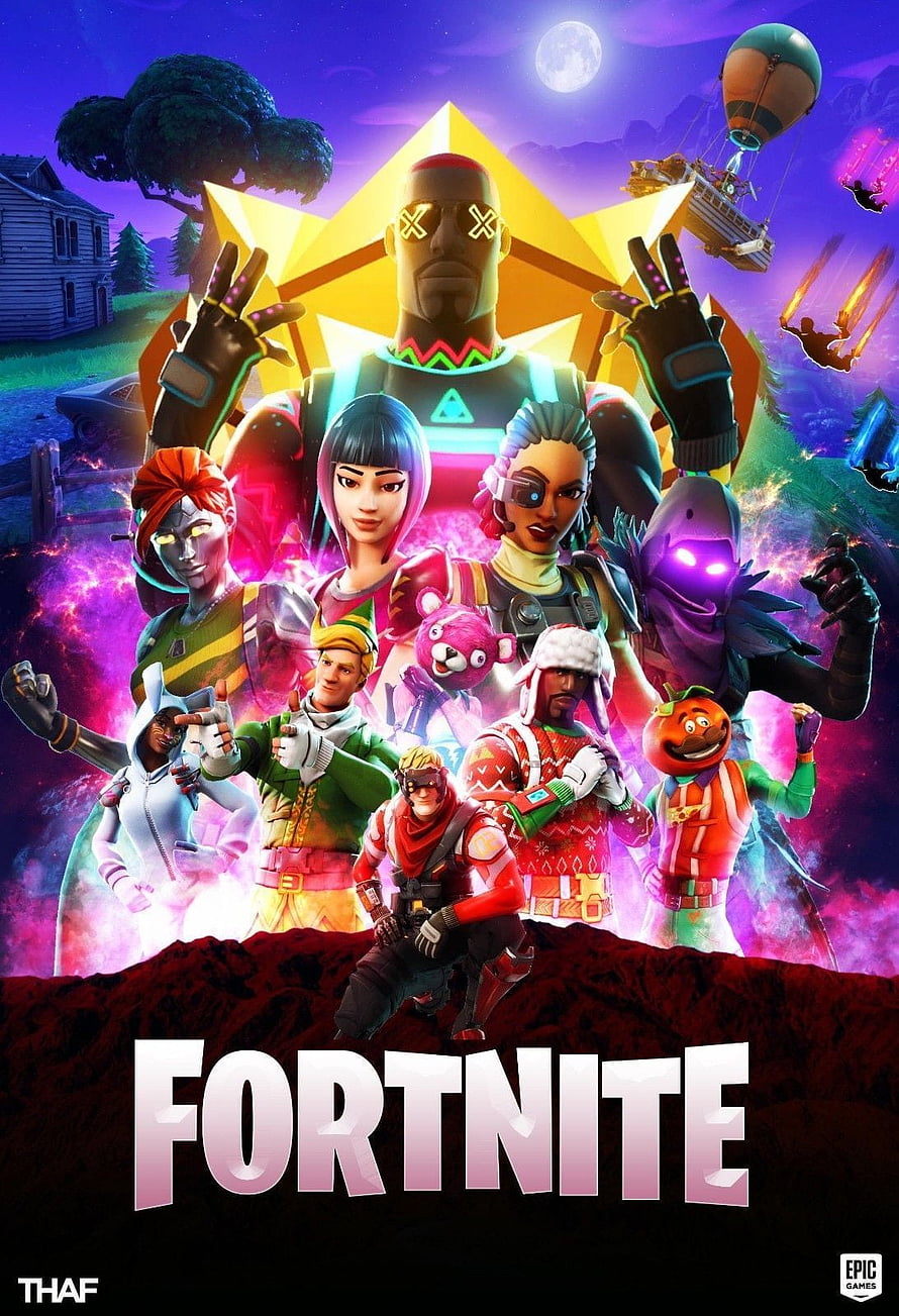 Fortnite Season Poster Featuring Iconic Skins and Characters Against a Vibrant Cosmic Background HD phone wallpaper