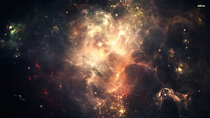 Golden Nebula and Star-Forming Region in Deep Space HD wallpaper