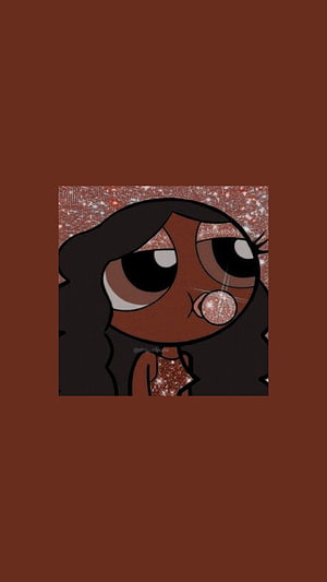 Baddie Style Black Powerpuff Girl Cartoon Portrait with Sparkling Glitter Accents HD phone wallpaper
