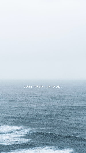 Minimalist Ocean Horizon With Inspirational Faith Quote HD phone wallpaper