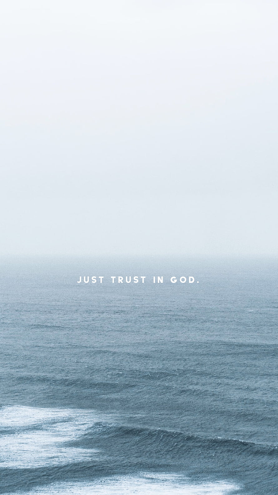 Minimalist Ocean Horizon With Inspirational Faith Quote HD phone wallpaper