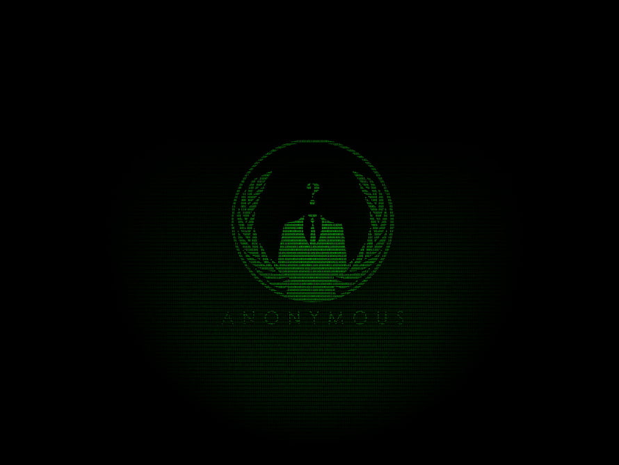 Anonymous Hacker Group Emblem with Green Silhouette and Question Mark on Black Background HD wallpaper