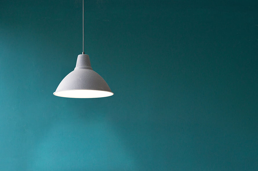 White Pendant Lamp Against Teal Wall Minimalist Interior Lighting Design HD wallpaper