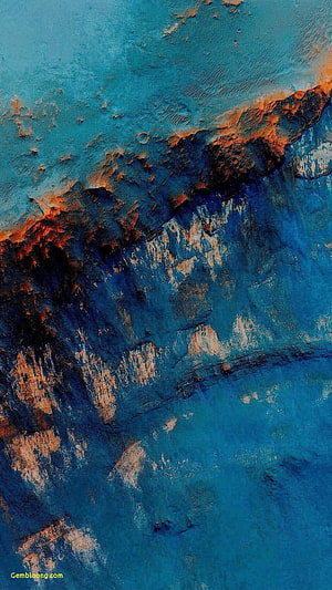 Abstract Textured Art with Deep Blue and Rust Orange Brushstrokes HD phone wallpaper