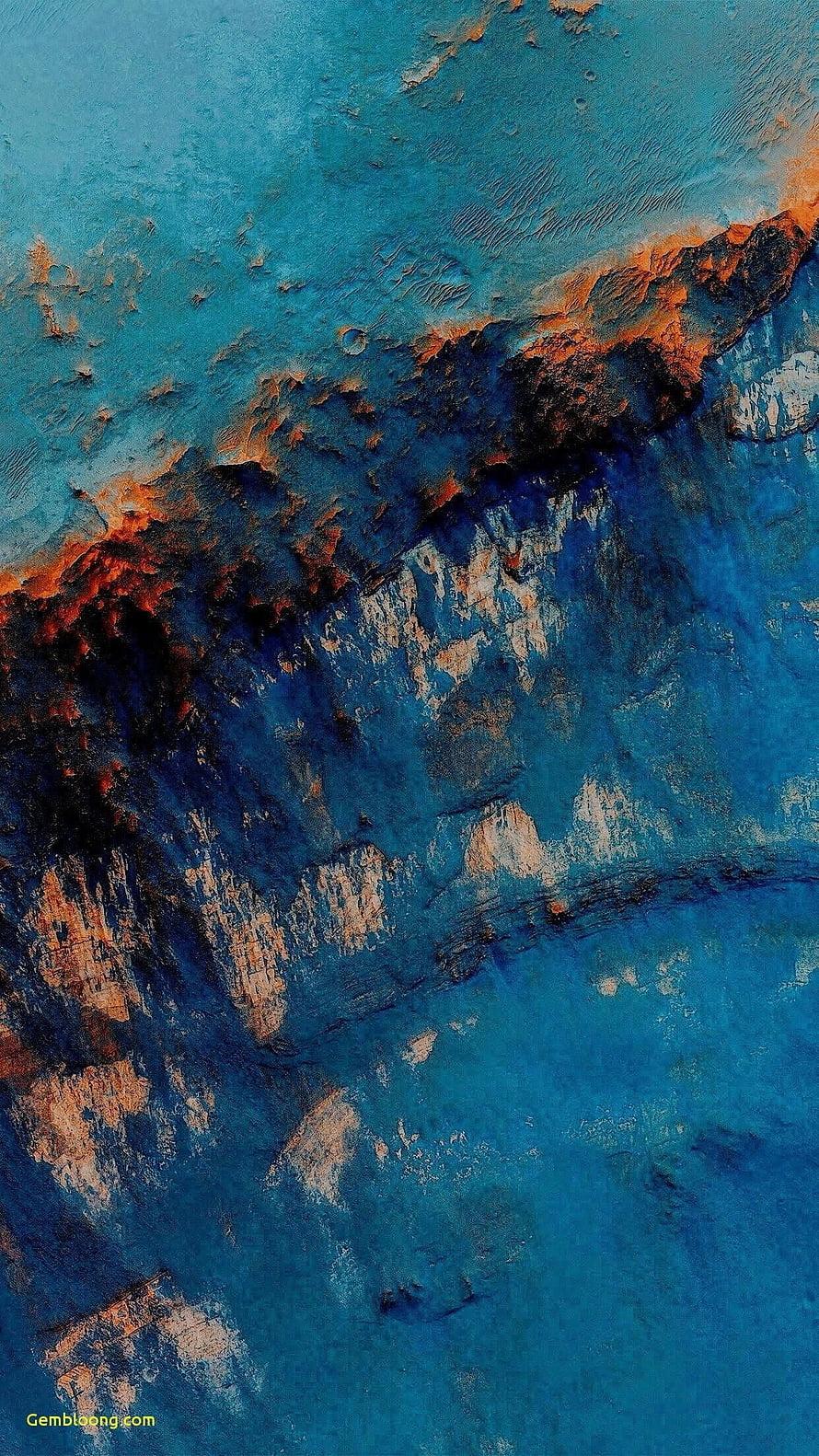 Abstract Textured Art with Deep Blue and Rust Orange Brushstrokes HD phone wallpaper