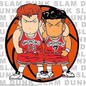 Slam Dunk Chibi Shohoku Basketball Players Red Jersey Illustration HD phone wallpaper