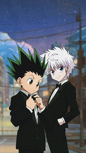 Gon and Killua in Formal Tuxedos from Hunter x Hunter Anime HD phone wallpaper